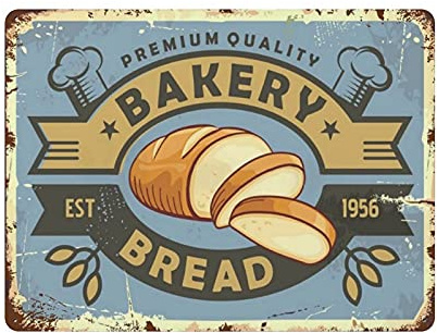 Metal Tin Sign Bread Bakery Vintage Tin Poster Metal Sign Wall Decoration Country Kitchen Home Garage Decor 12x16