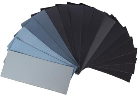 17PCS Wet and Dry Sandpaper, 120 150 to 3000 5000 7000 10000 High Grit Sandpaper, Fine Sanding Sheets Sand Paper for Automotive Polishing Walls Wood Metal Furniture Surface Paint Porcelain(9X3.6)