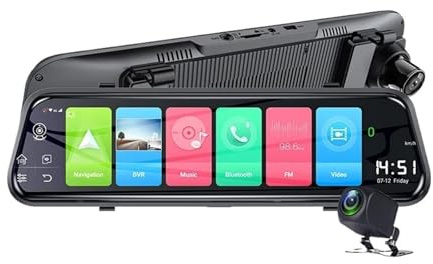 4G 1080P Dash Cam 10'' Rearview Mirror Camera Dual Lens Car Dvr GPS ADAS Recorder Registratory Camcorder Night Vision(With 64G SD Card)