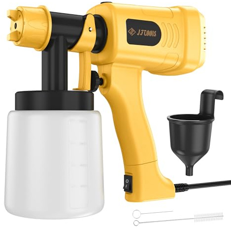 Farbsprühsystem, HVLP Lackierpistole Elektrisch, 900ml Verstellbarem Farbfluss farbsprühpistole für Zäune, Schränke, Wände, Decken, Möbel