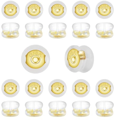 Toaob - 20 cierres para pendientes chapados en oro de 18 quilates, para creación de joyas, reparación y pendientes