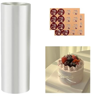 Tortenrandfolie 20cm x 10m Transparent Tortenfolie, Wiederverwendbar Tortenring Folie, Hochwertiges PET-Material, Tortenring Folie Hoch für Herstellung von Kuchen Mousse Gebäck Schokolade Dessertringe