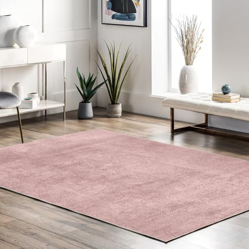 RUGURA Alfombra de Salón Dormitorio Habitación Comedor Pelo Corto y Suave 100x200cm Rosa Unicolor Moderna Nordica Lavable Antideslizante
