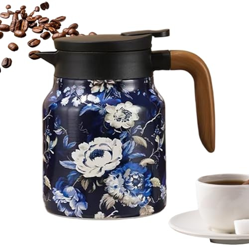 Bollitore con Infusore per Tè | 1L Acciaio Inossidabile Vintage Termoisolato Antigoccia - Teiera Termica Floreale con Filtro Integrato - Per Casa Ufficio Ristorante Hotel Campeggio Feste Interni