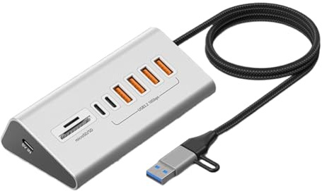 Fegtrtyoa Lettore di Schede 10 Gbps USB 3.2 Docking Station Splitter di Tipo C Hub USB in Lega di Alluminio Switch Multiporta per PC Laptop