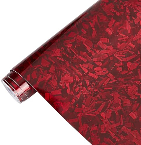 BENECREAT Pellicola Protettiva per Auto in PVC Rosso 3 mx30cm, Pellicola in Vinile Forgiato in Fibra di Carbonio, Adesivo Autoadesivo Fai da Te in PVC per Auto, Veicoli e Ciclomotori