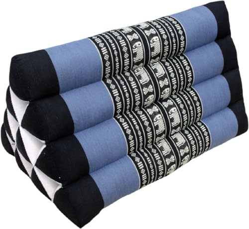 Cuscino triangolare thailandese, imbottitura in kapok, cuscino da meditazione, comfort, nero/blu