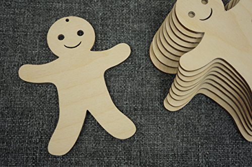 Décocraft (12 cm) 10 etichette in legno grandi per biscotti a forma di omino di pan di zenzero