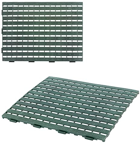 UPP Haus- & Gartenmatte | Gartenweg, Beetbregenzung schützt Rasen, Balkonboden und Terrassenplatten | Einfaches Verbindungssystem - beliebig erweiterbar, rutschhemmend | 60 x 45 cm | 4 Stück | grün