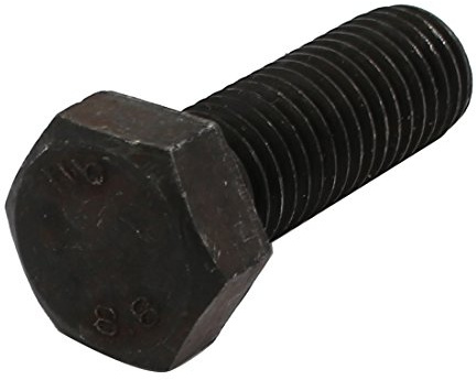 sourcing map 1 Stück Sechskant Maschinenschrauben 8.8 Grad M14x40mm Vollgewinde Linksgewinde Sechskantschraube Schwarz