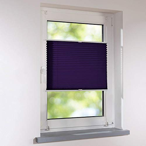 Plissee Klemmfix Faltstore UNIVERSAL Faltrollo ohne Bohren - 65 x 110 cm - brombeer