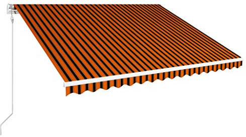 vidaXL Tenda da Sole Retrattile Automatica per Finestra Schermo Parasole a Scomparsa 400x300 cm in Tessuto PU Arancione e Marrone Telaio in Alluminio