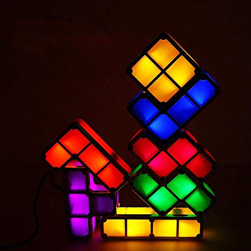 DIY Puzzle Light Lámpara de escritorio LED apilable Bloque constructivo Luz nocturna Juego retro Torre Bebé Juguete de ladrillo colorido