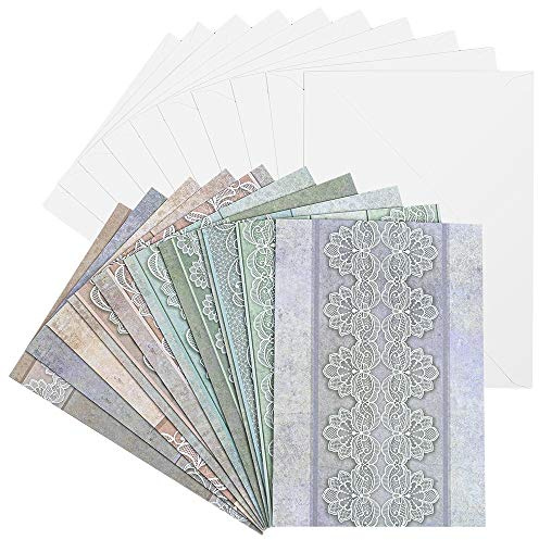 Ideen mit Herz Grußkarten-Set mit Umschlägen | 10 Motiv-Karten | blanko | bunt | neutral | Ideal für Glückwünsche zum Geburtstag, Hochzeit, uvm. | Din B6 (Spitze)