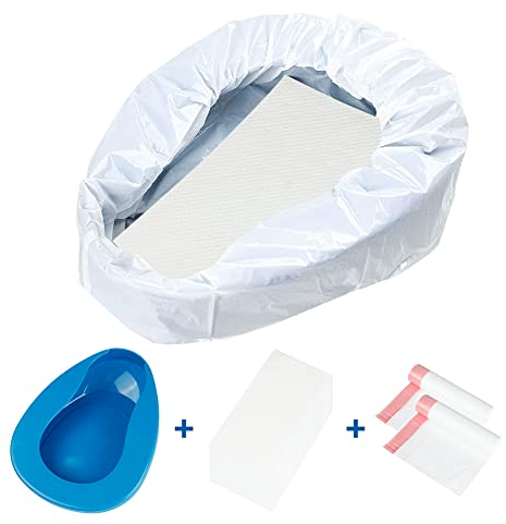 Bed Pans for Elderly Females and Males: 30 Pack Disposable Bed Pan Liners and Absorbent Pads Set - Bedpan for Elderly Men and Women