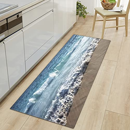 MYPALL Küchenläufer rutschfest Küchenmatte Blaues Meer Küchenmatte für Küche und Bar Teppich Läufer waschbare Küchenläufer Küche Deko 60 x 180cm