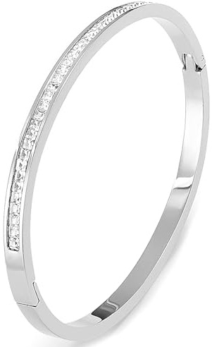 Tidefire Stainless Steel Crystal Cubic Zirconia Bracelet 18K Gold Plated Women Bracelet Titanium Steel Bangle