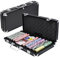 FIVMEN Pokerkoffer Set 500 Chips Pokerset Poker Set inkl. 500 Laser Poker Chips, 2X Pokerdecks, 3X Dealer Button, 5X Würfeln mit Aluminium Koffer, Schwarz