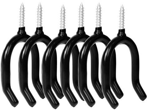 Duronge Gudalea 12 piece Wall Hooks, Garage Hooks, U-Shaped Screw Hooks, Organiser for Garage and Garden Tools, for Shovels & Rakes - Includes 12 Wall Plugs