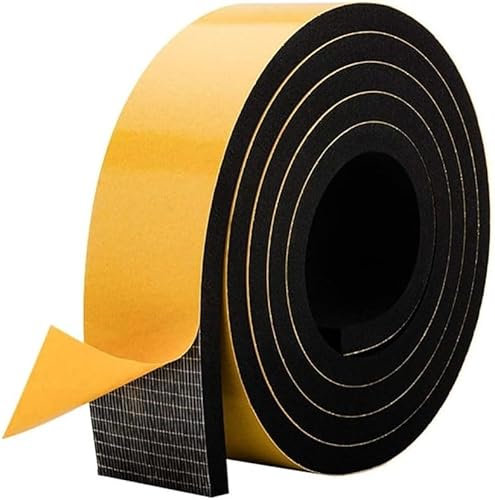 10 Meters Foam Rubber Tape Self Adhesive- 50mm Wide - 6mm Thick,High Density Neoprene Weather Strip,Gasket Seal,Anti-Vibration,Anti-Collision, Shockproof Insulation for Window Door Car