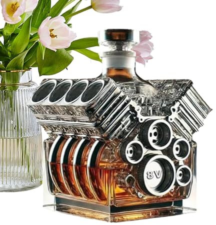 Whiskey Decanter, V8 Engine Shaped, Alcohol Bottle, Stylish Functional Design, Wine Decoration Bar Gadgets for Tequila, Bourbon, Brandy, Birthday, Retirement