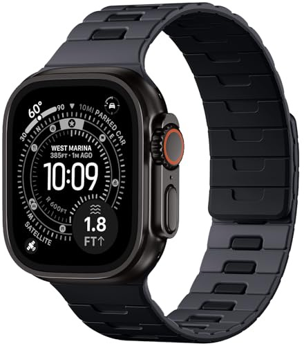 Armband kompatibelt med Apple Watch Band 49mm, 46mm, 45mm, 44mm, 42mm, 41mm, 40mm, 38mm, för kvinnor, män, mjuka silikonmagnetiska remmar för iWatch Series Ultra SE 11 10 9 8 7 6 5 4 3 1