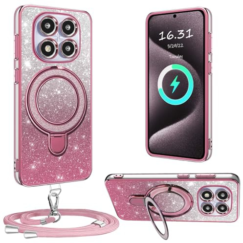 XCYYOO Coque de téléphone portable pour Xiaomi Redmi Note 14 Pro 5G - Avec bande - Avec chaîne de téléphone portable amovible - En silicone transparent résistant aux chocs - Avec anneau de support
