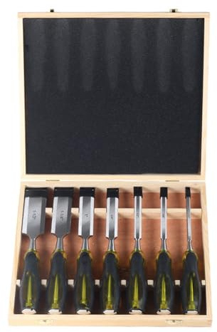 Set Scalpelli Per Legno Da 7 Set Strumenti Per La Lavorazione Del Legno Set Scalpelli Per Legno Per La Lavorazione Del Legno Con Impugnatura Ergonomica 6/10/12/19/25/32 / 38mm Scatola