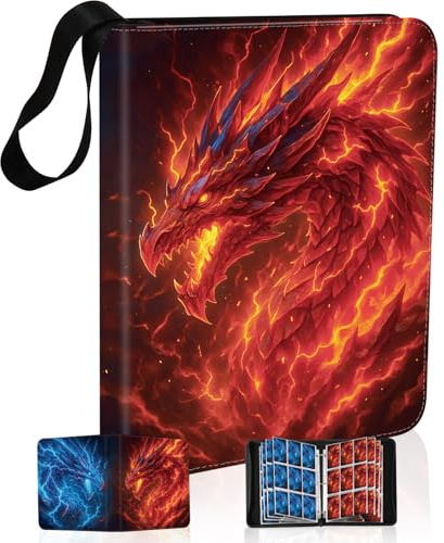 Sztaoip Classeur Carte 900 Cartes, 50 Pages Album Cartes Binder pour TCG | Portable, Cuir PU Imperméable, Fermeture éclair et Classeur à 3 Anneaux, Pour Cartes TCG et Cartes de Sport