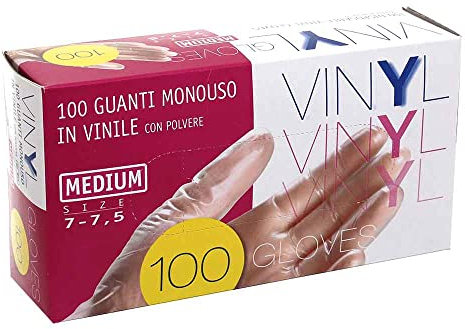 Icoguanti - Paquete de 100 guantes de vinilo mevl vinyl m