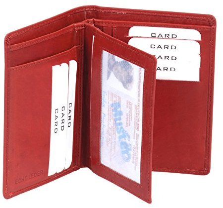 LEAS Ausweis- und Kreditkartenhülle Echt-Leder, cherry/rot - Card-Collection