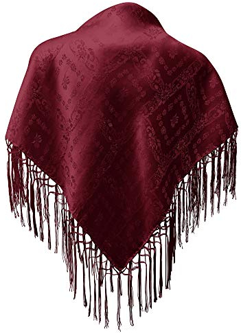 Trachten Mayr Seidentuch Dirndl-Trachtentuch Tuch dunkel-rot 75x75cm Dirndltuch Seide Fransentuch Tracht Trachtenseidentuch dunkelrot bordeaux Fransen Schultertuch Halstuch rot silk clouth