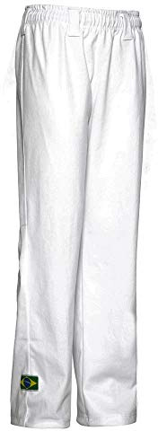 JL Sport Authentic Brazilian Capoeira Martial Arts Pants - Unisex/Children's (White) 13-14