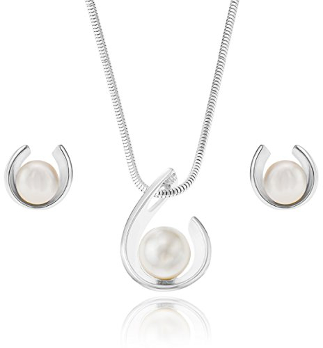 LILLY MARIE Damen Schmuckset Silber 925 Mit Perlen Anhänger Und Ohrringe