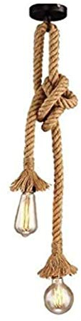 STARRYOL E27 Doppelkopf Hanfseil Vintage Hängenden Pendelleuchte, Industrie Retro Landhausstil Deckenleuchte Perfekt Für Esszimmer Halle Restaurant Bar Cafe