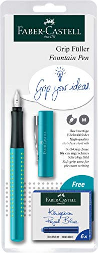 Faber-Castell 140991 - Füller Grip 2010, Links- und Rechtshänder, zufällige Farbe, 1 Stück