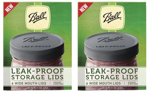 Ball Leak-Proof Plastic Lids for Glass Mason Jars, Used for Canning, Pickling, Juice, Jam, Jelly (Wide, 6 Count (Pack of 2))