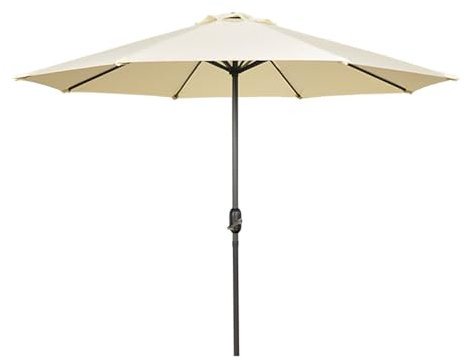 ACXZ Sombrilla Grande de 3 m para Mesa de Mercado Blanco con manivela e inclinación, toldo Redondo Impermeable, sombrilla de jardín de ángulo Ajustable para terraza/césped (sin Base)