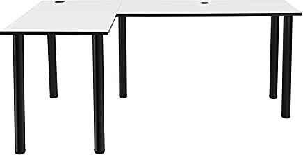 MÖBELSYSTEM Großer L-förmiger Schreibtisch Eck-Bürotisch Gamertisch, beidseitig montierbar, Hergestellt in der EU, Jugendzimmer Büro, weiß