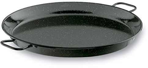 LACOR - 60186 - Padella per paella in ferro maltato, mini paella, ideale per presentare, servire e cucinare, coperchio con acciaio smaltato, Ø36 cm