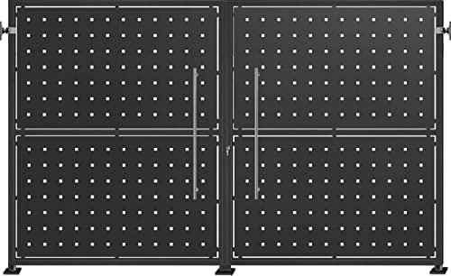 Puerta de valla exterior modelo CANDARA, puerta cancela para el jardín entrada abatible dos hojas de metal (3000 x 1800 mm., Negro forja) (4000x1800 mm., Negro forja)