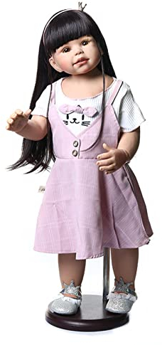 HAMIMI 70 cm 28 Zoll Wiedergeborene Puppe Weicher Silikonkörper, Der Große Mädchen-Kind-Modell-Meisterwerk-Puppen Steht