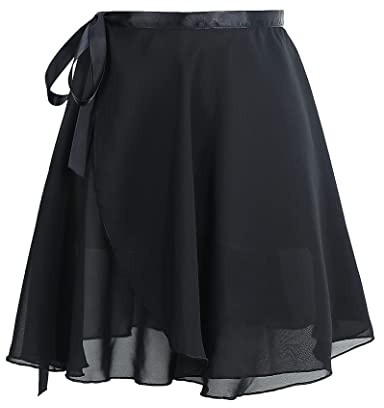 Phoeswan Dance Skirts for Women, Black Ballet Wrap Skirt for Women & Girls (Height: 63-68.9), X-Large Size