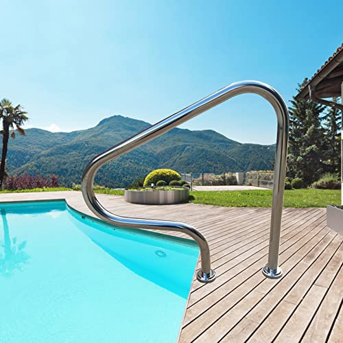 Pool-Handlauf, 304 Edelstahl, sicherer, rutschfester Schwimmbad-Handlauf, 3-Bogen-Pool-Treppengeländer für eingelassene Pools für SPA