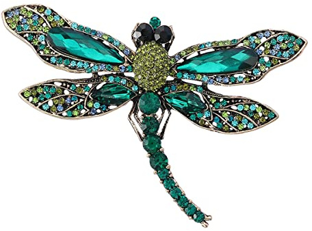 Jolie broche en forme de libellule en oxyde de zirconium et strass australiens - Pour pull, écharpes, vestes, robes, badges, sacs à dos
