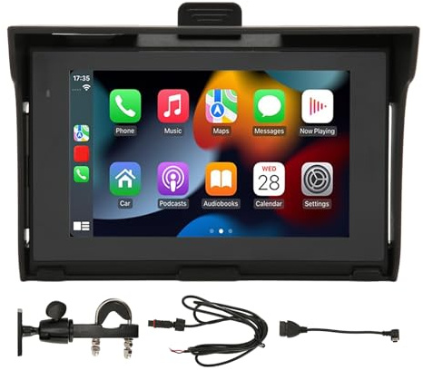ciciglow Autoradio 5 Pouces pour Moto, écran Tactile HD IPS, Prise en Charge D'Android Auto, pour, Double Bluetooth, Mirror Link, Autoradio Lecteur MP5