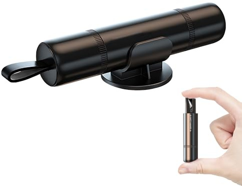 1 Pezzo Martello di Emergenza per Auto, Martelletto Rompivetro, Taglia Cinture di Sicurezza, Rompivetro Portatile, per Strumento di Fuga per Auto (Nero, Fornito con Base)