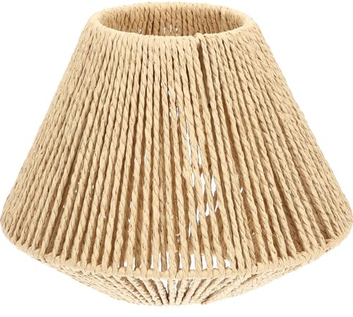 Mikikit Plafoniera I ntrecciata, Paralume Boho in Rattan Vimini Lampada Da Soffitto In Corda Di Paglia Naturale Con Paralume In Rattan Luce A Muro