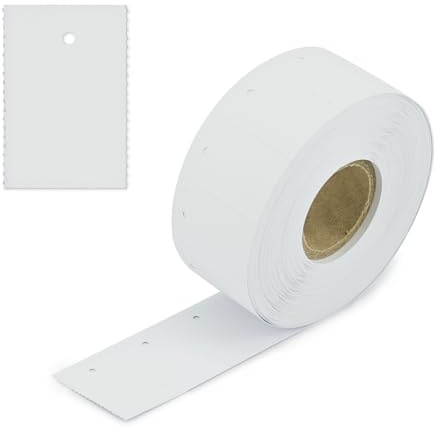 POKORNYS - 1.000 blanko Kartonetiketten mit Loch (30 x 60 mm) weiß I perforierte Etiketten zum Beschriften auf einer Rolle I Preisschilder mit 3 mm Lochung für Sicherheitsfäden & Heftfäden