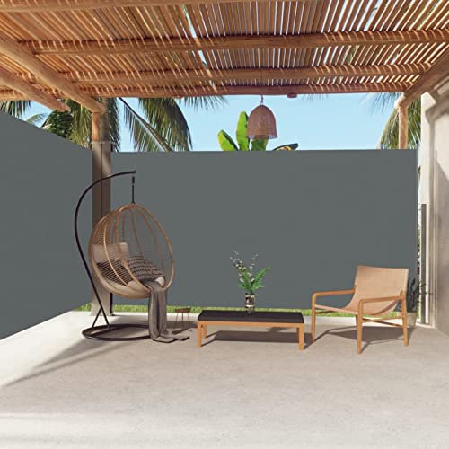ShCuShan Seitenmarkise Ausziehbar Anthrazit 200x600 cm Senkrechtmarkise AußEn Senkrechtmarkise Balkon Windschutz Camping Terrassen Sichtschutz